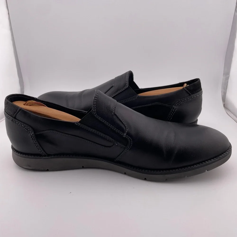Josef Seibel Alastair Westin Kombi‎ Black Leather Slip On Loafers Shoes Size 46